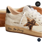 Golden Goose Ball Star with leopard print pony skin star and black heel tab(Women's)
