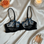 Blue-black Floral Lingerie set