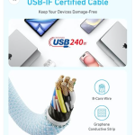 Anker Zolo USB C to USB C Cable,(240W) (6FT)