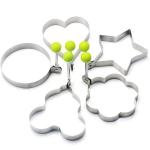 4pcs Kids Pancake, Egg & Cookie Ring Molds, Different Fried Egg Shapes, Burn Resistant, Heat Resistant, Stainless Steel, Teddy Bear, Rose, Heart & Star Shape, Multicolor