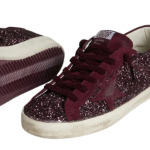 Golden Goose Super-Star LTD in cherry glitter with cherry suede star(Women's)