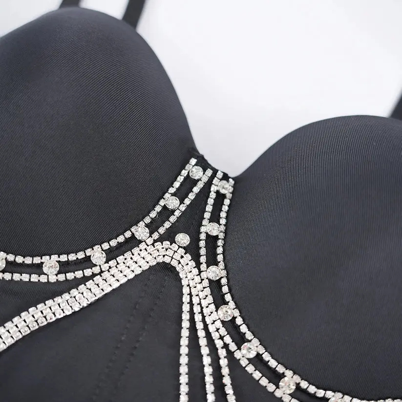 Rhinestone Chain Tassel Sexy Slimming Corset Top