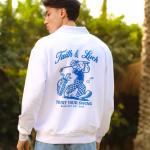 White Faith and Luck Half Zip Sweatshirt