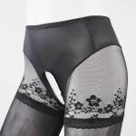 High Waist Lace Pantyhose Seamless Glossy 5D Ultra-Thin Crotchless Lingerie
