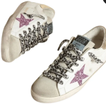 Golden Goose Super-Star with glitter and gold heels tap(Women's)