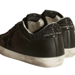 Golden Goose Super-Star Super-Star in black nappa with black star and glitter heel tab(Women's)