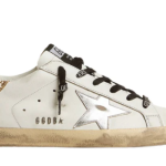 Golden Goose white leather Super-Star with glittery heel tab(Women's)