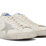 vGolden Goose Super-Star in white leather star grey suede back (Women's)