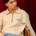 Beige Faith and Luck Half Zip Sweatshirt