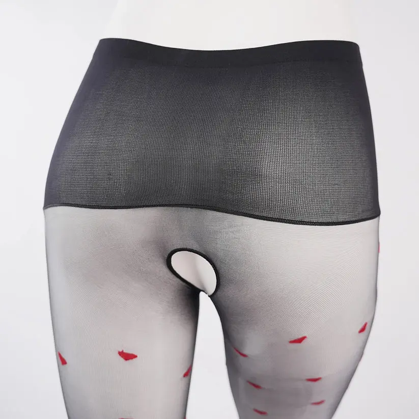 Red Heart Ultra Sheer Black Pantyhose Anti-Snag Jacquard Tights