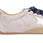 Golden Goos True-Star in pastel pink suede with silver star and heel tab(Women's)