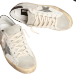 Golden Goose Super-Star with silver star and brown glitter heel tab(Women's)