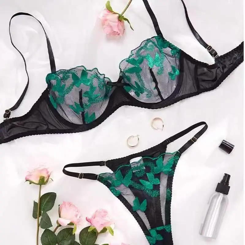 Veilvine Floral Embroidery Lace Lingerie Set