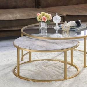 Iron Coffee Tables Set 2 Pieces Gold