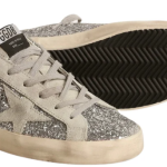 Golden Goose Super-Star Super-Star in silver glitter with ice-gray suede star(Women's)