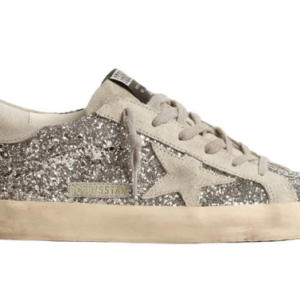 Golden Goose Super-Star Super-Star in silver glitter with ice-gray suede star(Women's)