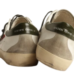 Golden Goose Super-Star with red suede star and green leather heel tab