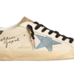 Golden goose Super-Star in nappa leather with light blue suede star and gray leather heel tab