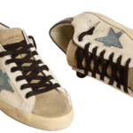 Golden goose Super-Star in nappa leather with light blue suede star and gray leather heel tab