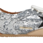 Golden Goose True-Star in silver sequins with black star and silver leather heel tab(Women's)