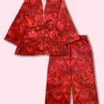 Hibiscus Red Kimono Set