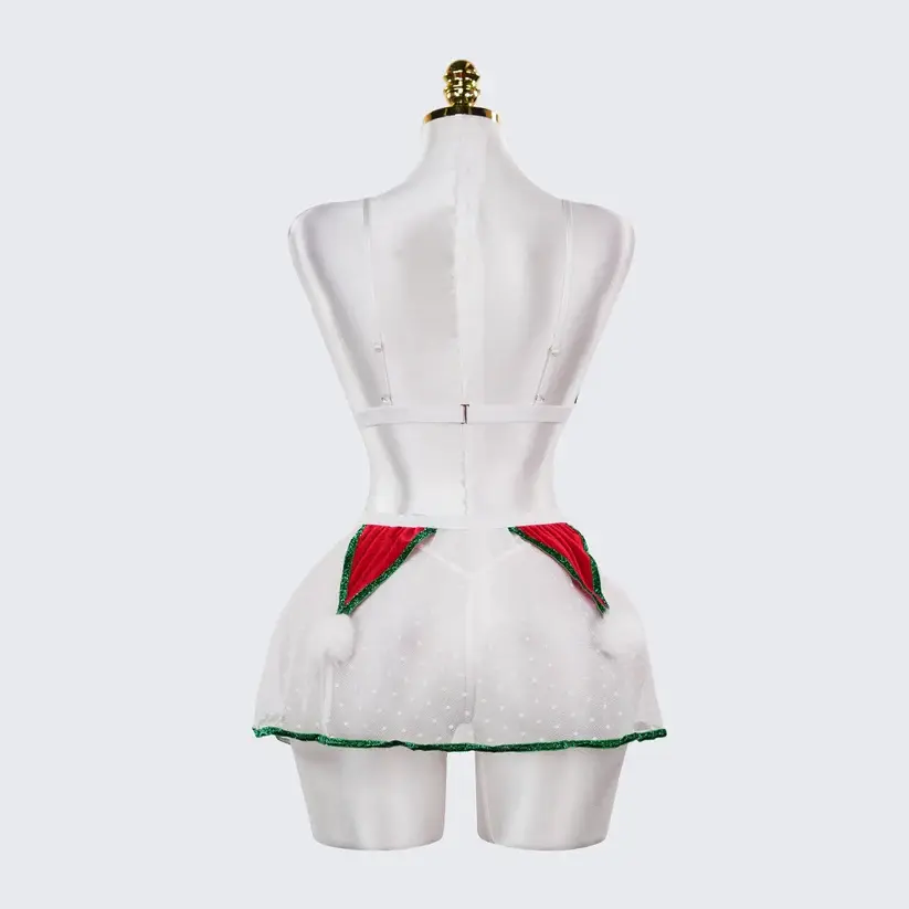 Christmas Velvet See-Through Seduction Bra Panties Miniskirt Set