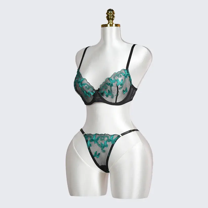 Veilvine Floral Embroidery Lace Lingerie Set