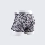 Men's Leopard Print Boxer Briefs Low Rise Mulberry Silk Crotch Pack of 4