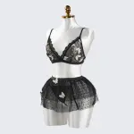 Black Lace Butterfly Embroidery Bra & Panty Set
