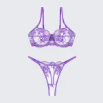 Breathable Skin-Friendly Embroidered Bra Thong Set