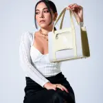 Mini Tote with Front Pocket - BEIGE