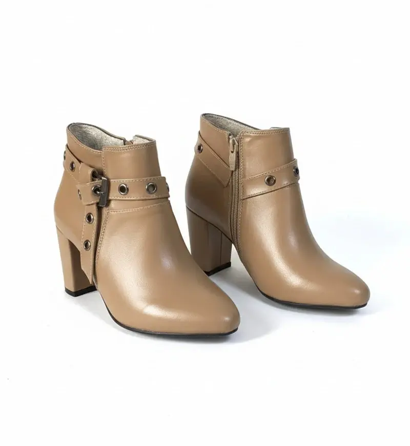 Boot Mid Heels Leather R-510