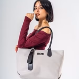 Tote Bag with Contrast Handle - BLACK