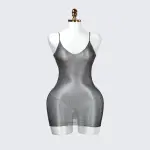 Transparent Mesh Set Black Tassel Chemise