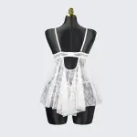 Plus Size White Floral Sheer Mesh Chemise