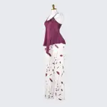 Silk Lace Trim Cutout Camisole Pants Sleepwear Set