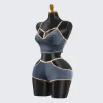 Velvet Grayish Blue Luxury Bra & Panty Sets