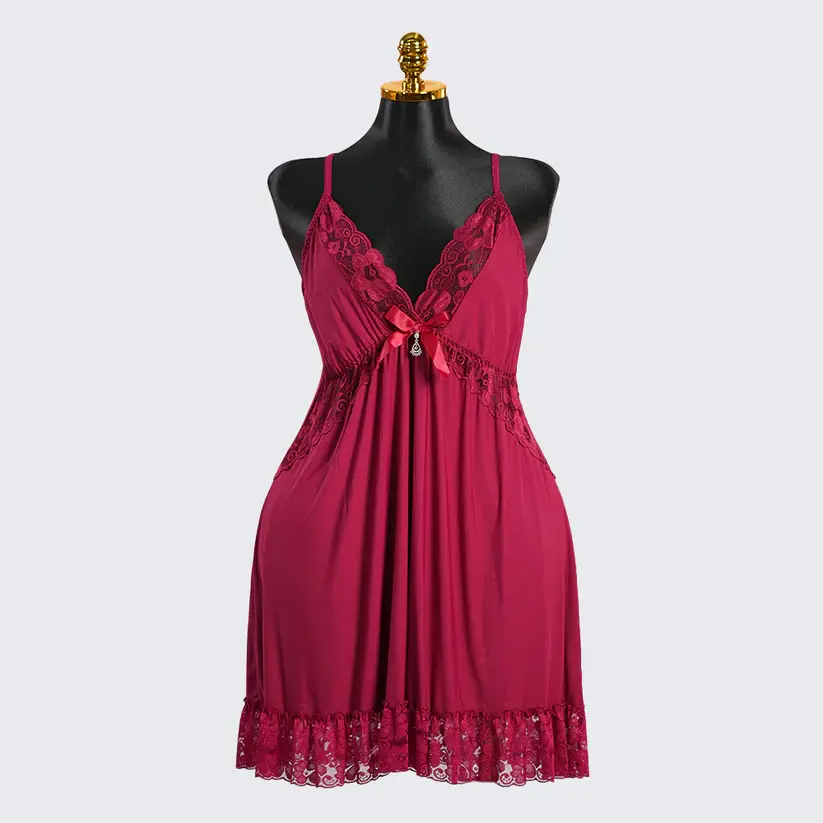 Lace V Neck Nightwear Spaghetti Strap Babydoll