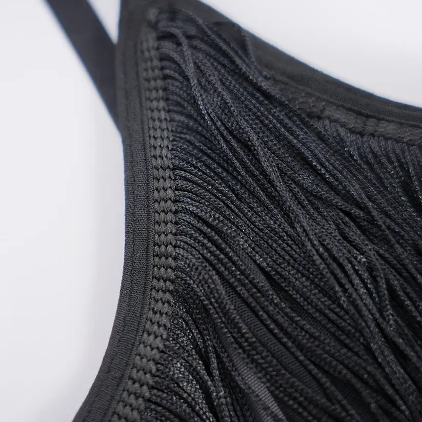 Black Sheer Fringe Corset Panty Set