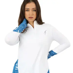 Women's Quarter Zip White Top