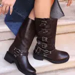 Black Leather biker boots