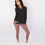 Cotton Rib Long Sleeve Black T-Shirt