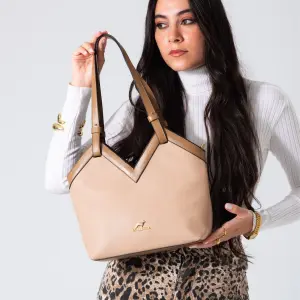 V-Cut Shoulder Bag-cafe