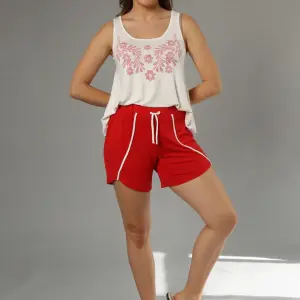 Printed Cotton Tank Top & Hot Shorts Set