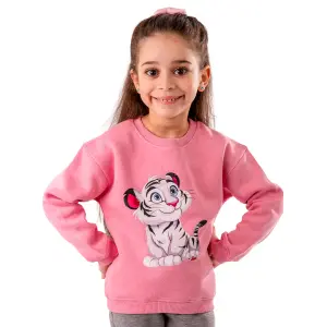 Pink Sweatshirt with “Cool gray tiger ” Print 😎💗