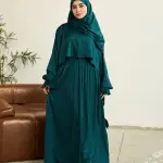 MIDNIGHT GREEN SATIN DRESS ISDAL