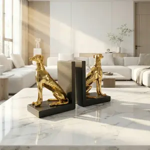 Golden Greyhound Bookends (Set of 2)