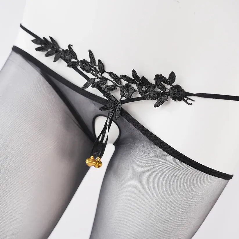 Embroidered Pantyhose Bell Pendant Ultra-Thin Stockings
