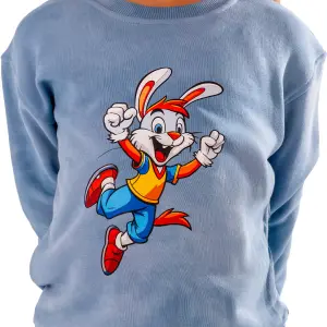 Blue Tie-Dye Sweatshirt with “happy bunny” Print 😎💗