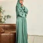 SAGE GREEN SATIN DRESS ISDAL
